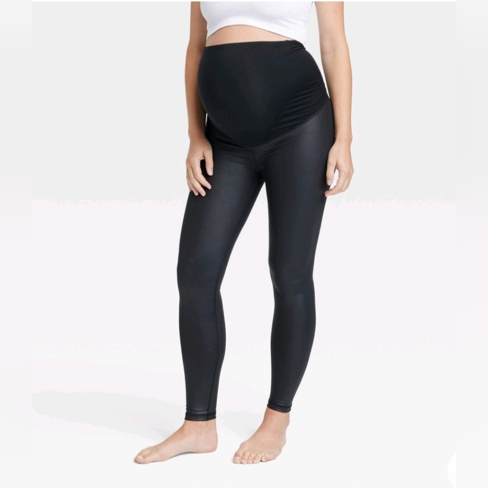Isabel Maternity Active High Gloss Leggings size M - Crossover Panel/Black
